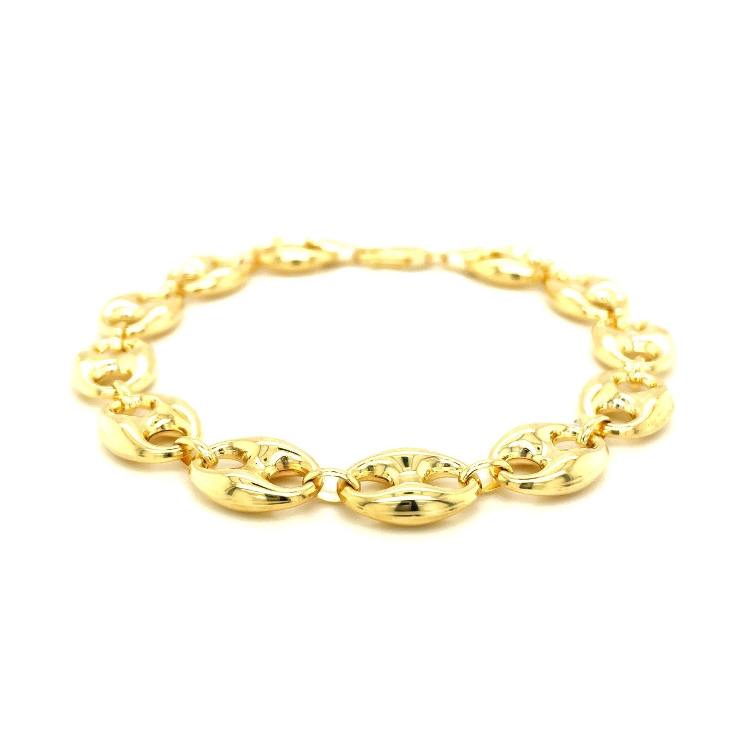 11.0mm 14k Yellow Gold Puffed Mariner Link Bracelet by Bids.com