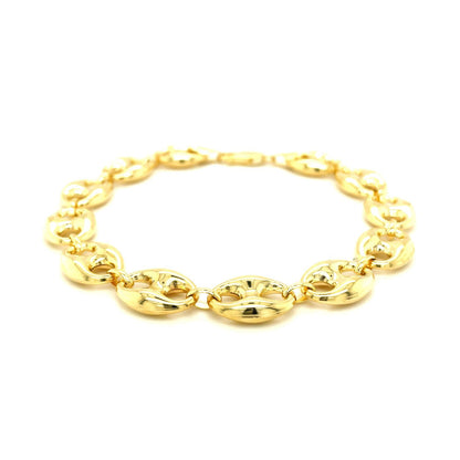 11.0mm 14k Yellow Gold Puffed Mariner Link Bracelet by Bids.com