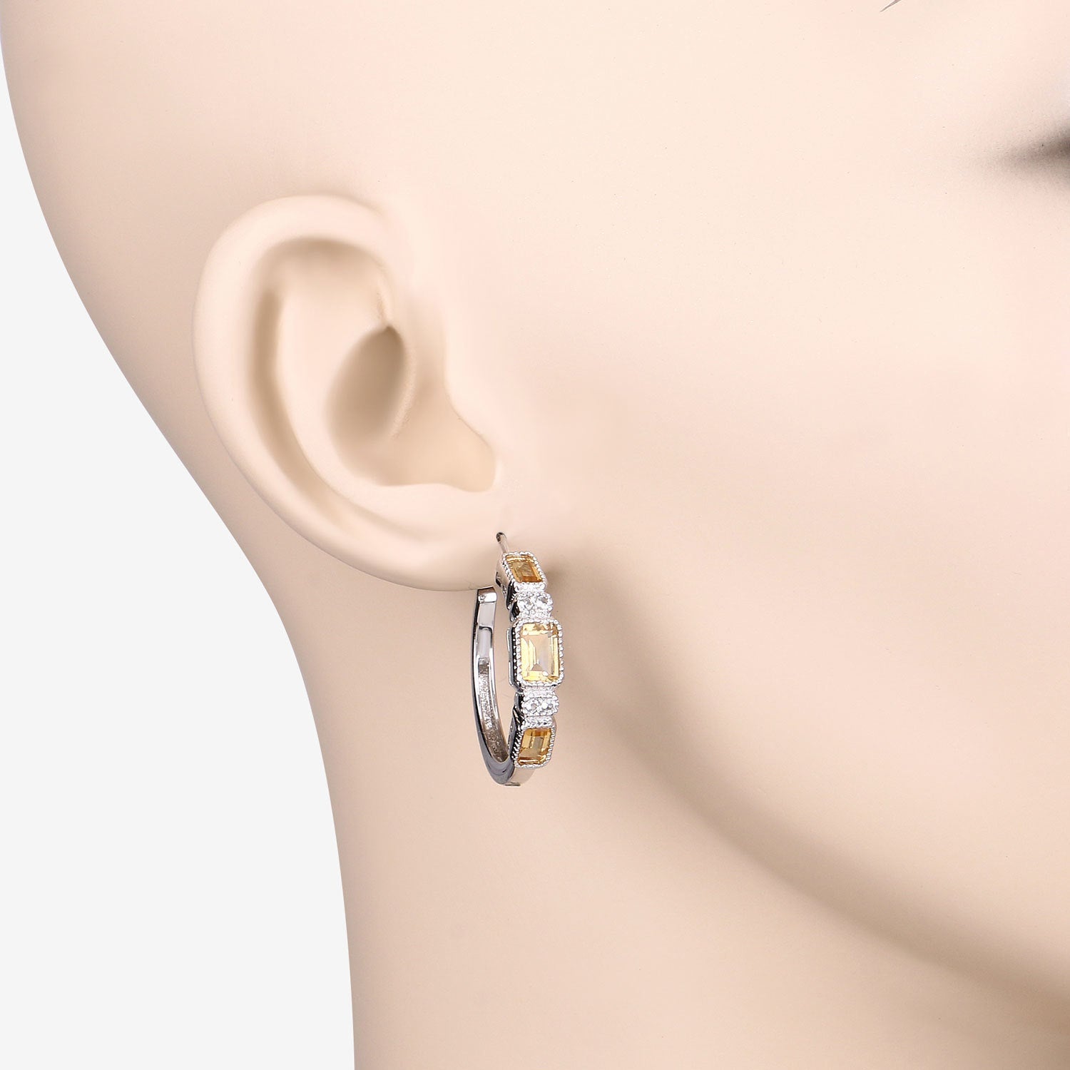 2.88 Carat Genuine Citrine and White Topaz .925 Sterling Silver Earrings by Bids.com