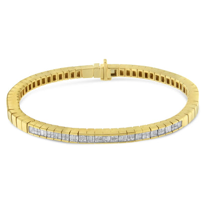 14K Yellow Gold 1-1/10 Cttw Princess &amp; Baguette Cut Diamond 7" Alternating Stone Eternity Tennis Bracelet (G-H Color, VS1-VS2 Clarity) by Bids.com
