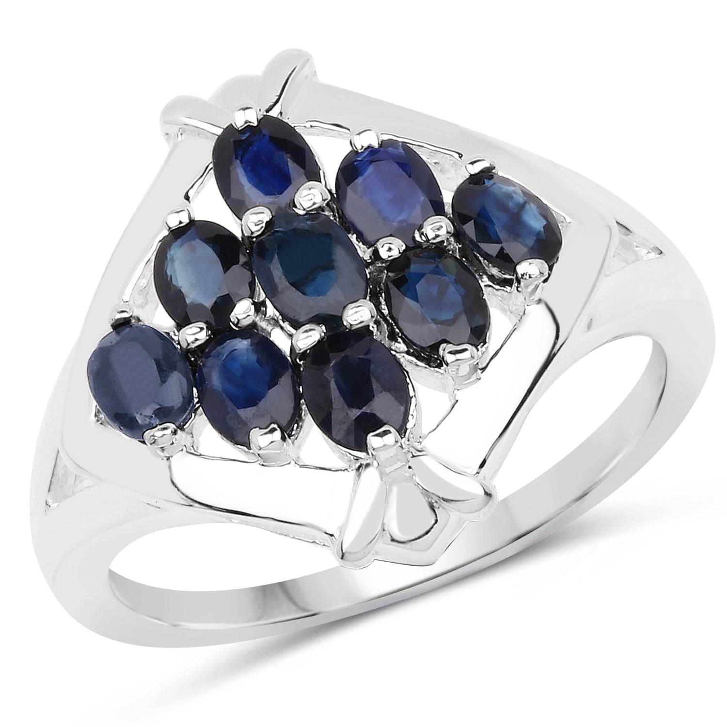 1.80 Carat Genuine Blue Sapphire .925 Sterling Silver Ring by Bids.com