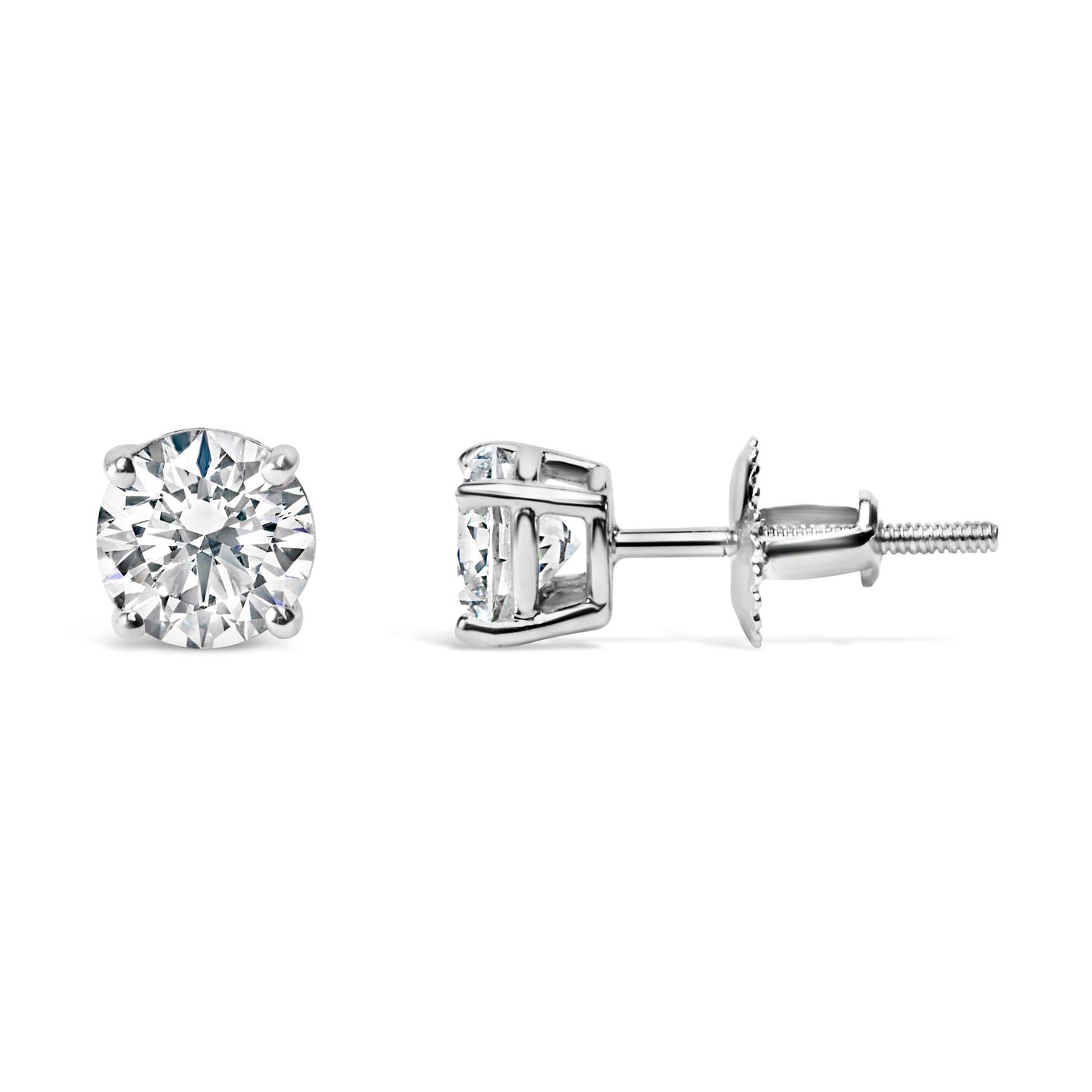 .925 Sterling Silver 1.0 Cttw Round Brilliant Cut Lab Grown Diamond 4-Prong Classic Solitaire Stud Earrings (F-G Color, VS2-SI1 Clarity) by Bids.com