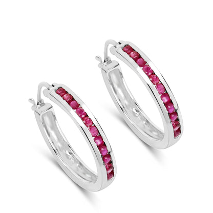 0.99 Carat Genuine Ruby .925 Sterling Silver Earrings  DestGlow