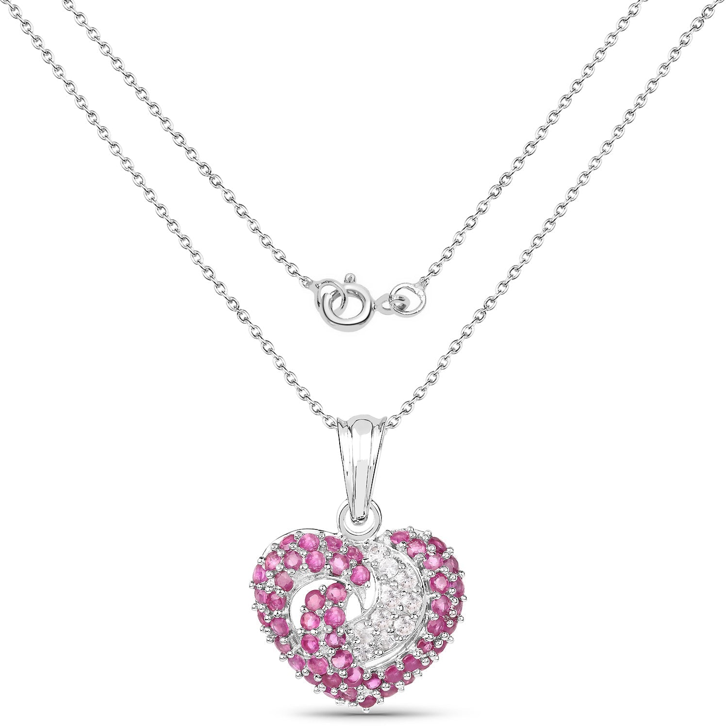 2.65 Carat Genuine Ruby and White Sapphire .925 Sterling Silver Pendant by Bids.com