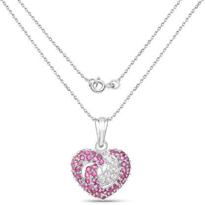 2.65 Carat Genuine Ruby and White Sapphire .925 Sterling Silver Pendant by Bids.com