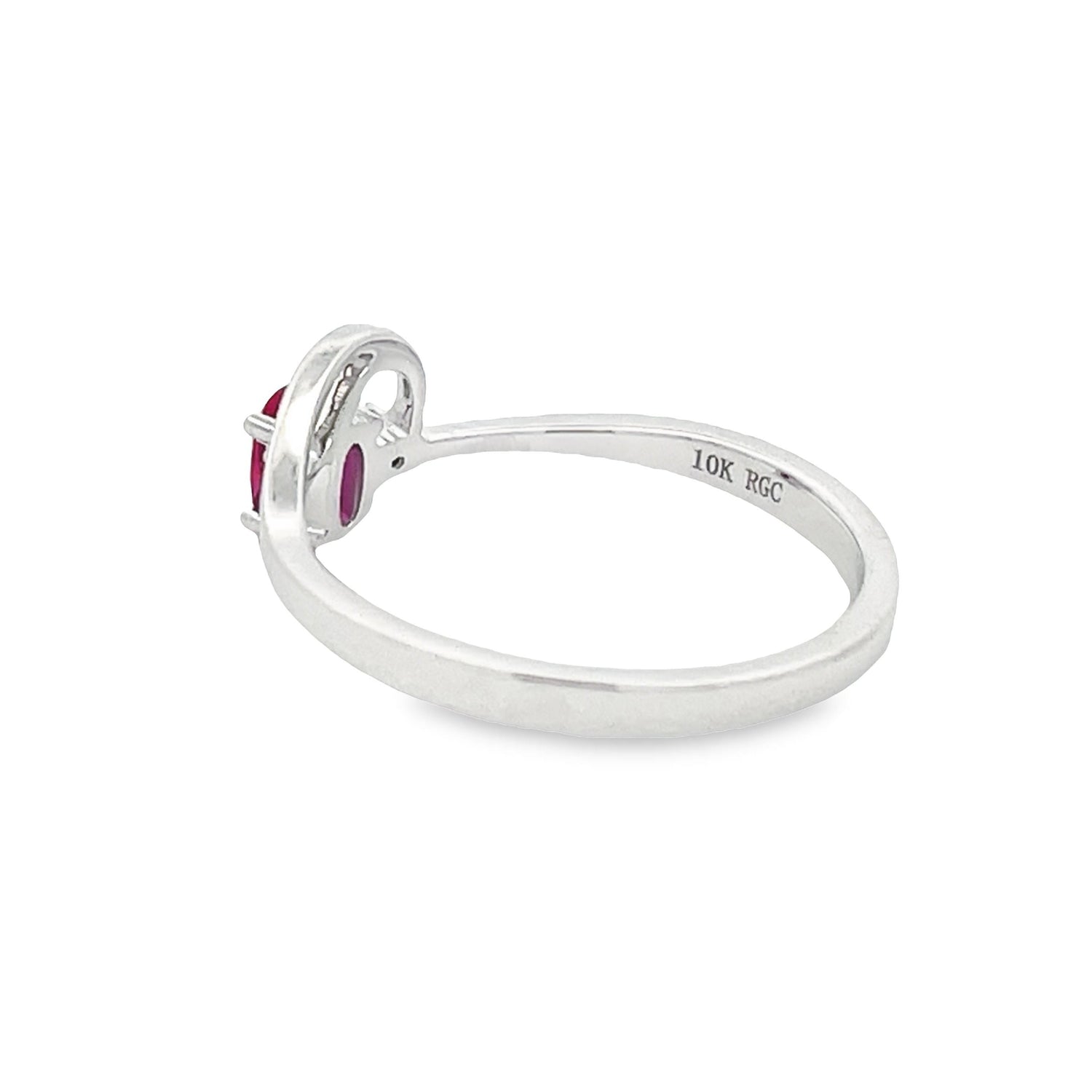 Genuine .02ct Created Ruby Diamond Ring 10KT White Gold by Bids.com