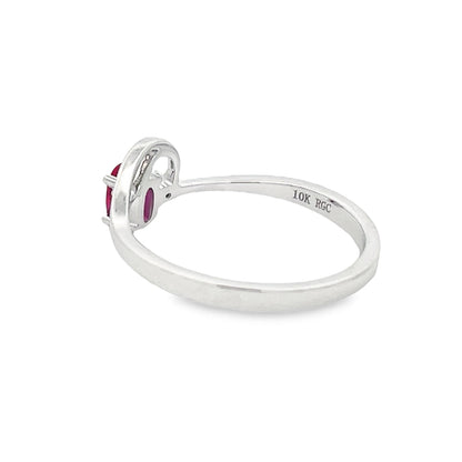 Genuine .02ct Created Ruby Diamond Ring 10KT White Gold by Bids.com