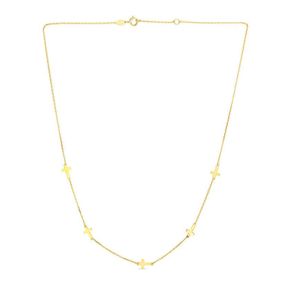14k Yellow Gold Chain Necklace with Cross Stations by Bids.com