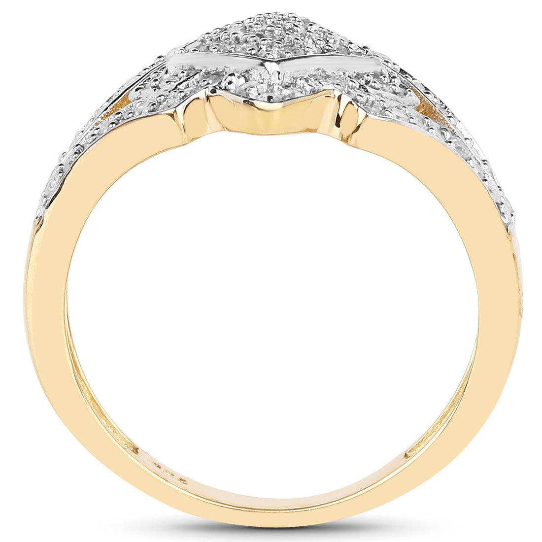 14K Yellow Gold Plated 0.32 Carat Genuine White Diamond .925 Sterling Silver Ring  DestGlow