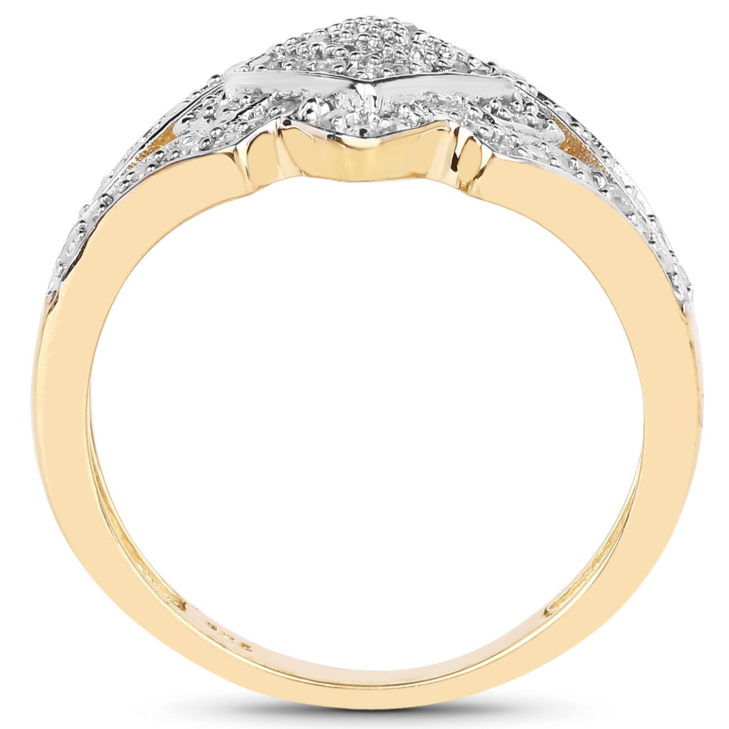 14K Yellow Gold Plated 0.32 Carat Genuine White Diamond .925 Sterling Silver Ring  DestGlow