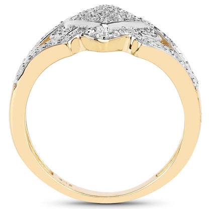 14K Yellow Gold Plated 0.32 Carat Genuine White Diamond .925 Sterling Silver Ring  DestGlow