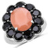7.88 Carat Genuine Peach Moonstone and Black Spinel .925 Sterling Silver Ring by Bids.com