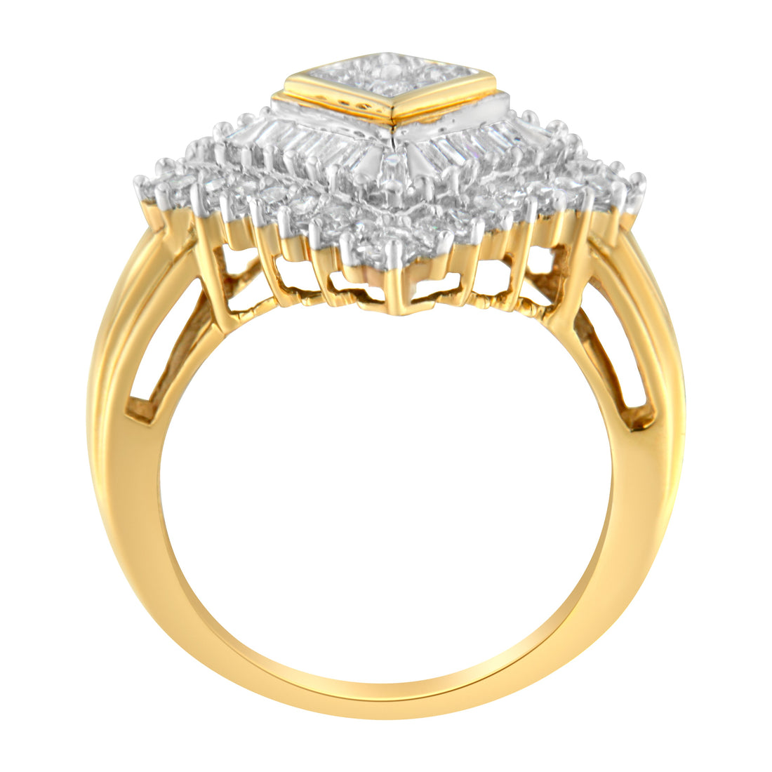 10K Yellow Gold Diamond Ballerina Ring (1 Cttw, I-J Color, I1-I2 Clarity) - Size 7 by Bids.com