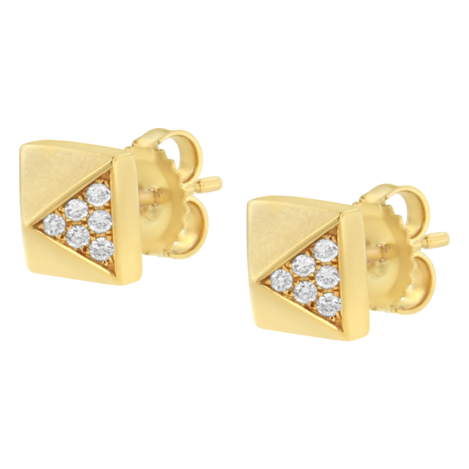14K Yellow Gold 1/4 Cttw Diamond Pyramid Stud Earring (G-H Color, SI1-SI2 Clarity) by Bids.com