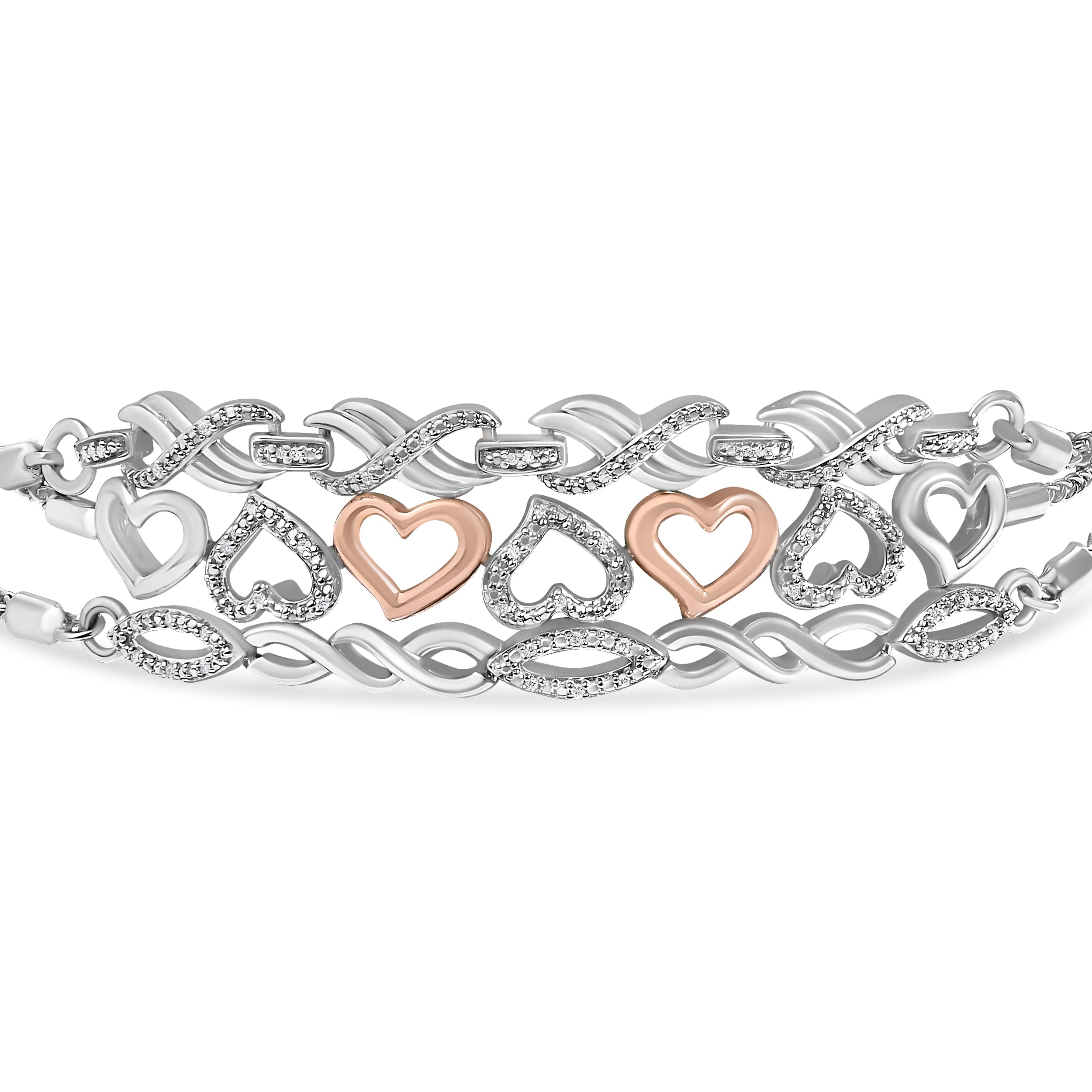 Sterling Silver Diamond Accent 3 Piece Adjustable Bolo Bracelet Set by Bids.com