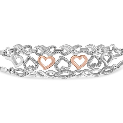 Sterling Silver Diamond Accent 3 Piece Adjustable Bolo Bracelet Set by Bids.com