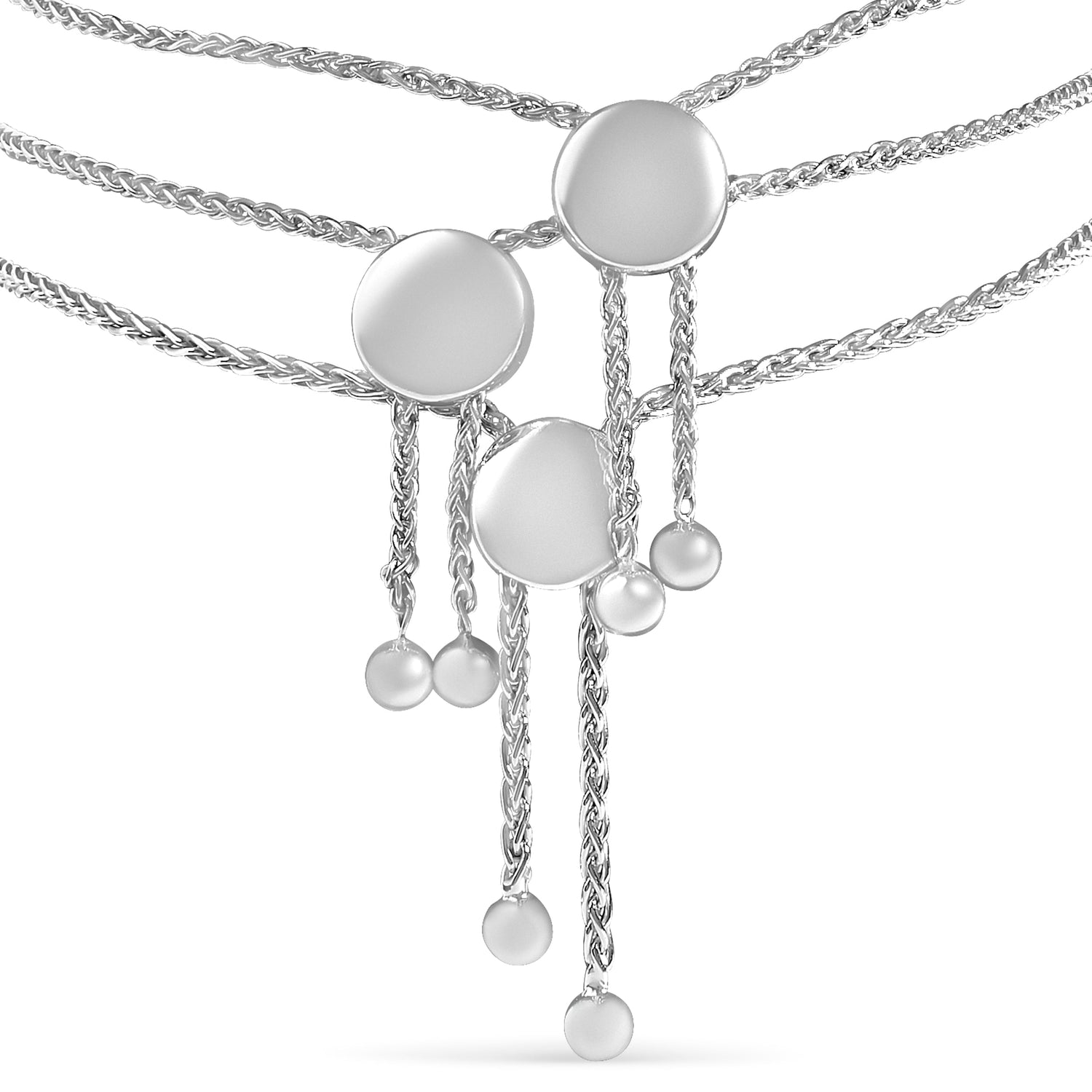 Sterling Silver Diamond Accent 3 Piece Adjustable Bolo Bracelet Set by Bids.com