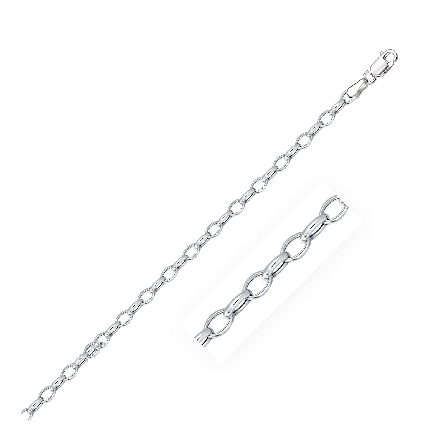 3.2mm 14k White Gold Oval Rolo Chain by Bids.com