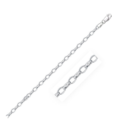 3.2mm 14k White Gold Oval Rolo Chain by Bids.com