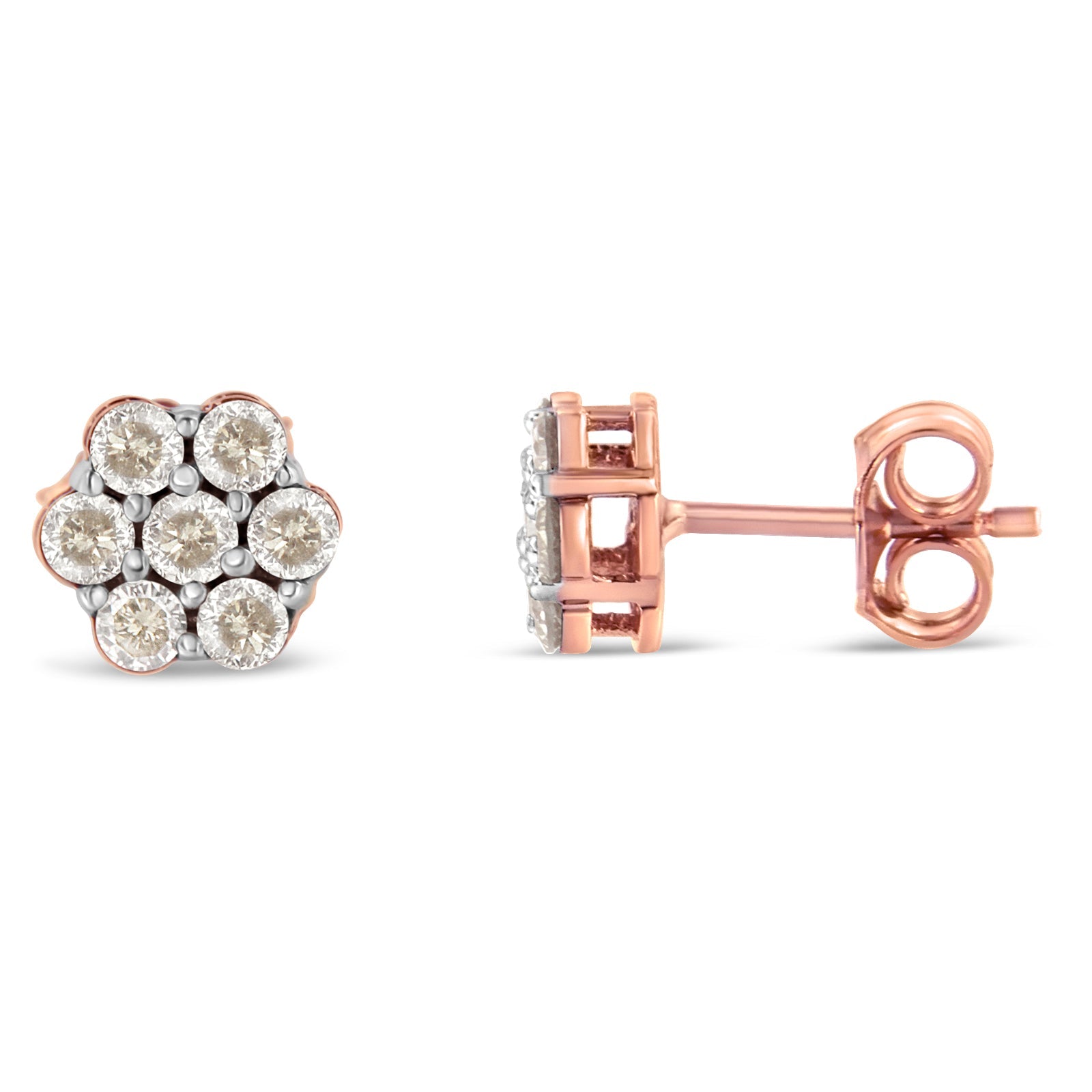 10K Rose Gold Diamond Floral Stud Earrings (0.5 cttw, J-K Color, I1-I2 Clarity) by Bids.com