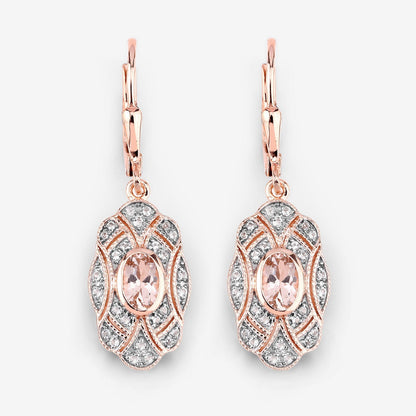 1.04 Carat Genuine Morganite and White Topaz .925 Sterling Silver Earrings  DestGlow