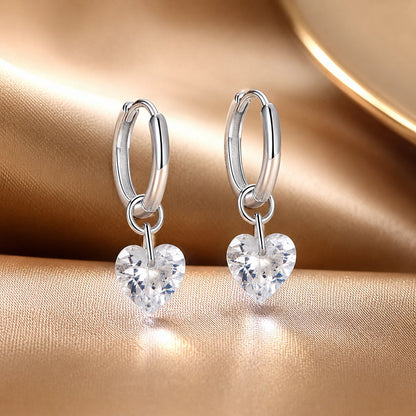 925 Sterling Silver Earrings with Pavé Setting CZ and White Gold Plating for Women  DestGlow