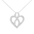 14K White Gold 1/4 cttw Round Cut Diamond Heart and Ribbon Center Pendant Necklace (H-I, I1-I2) by Bids.com