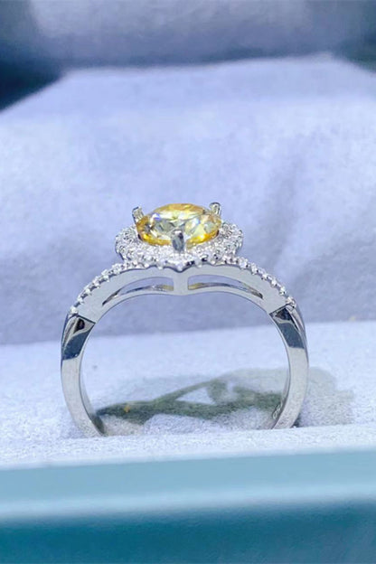 Adored 1 Carat Yellow Green Sparkala™ Platinum Over Pure Sterling Silver Heart Ring by Sparkala