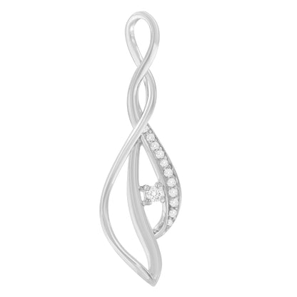 Espira 10K White Gold Round Diamond Accented Open Cascade Twist 18" Pendant Necklace (1/10 Cttw, J-K Color, I1-I2 Clarity) by Bids.com