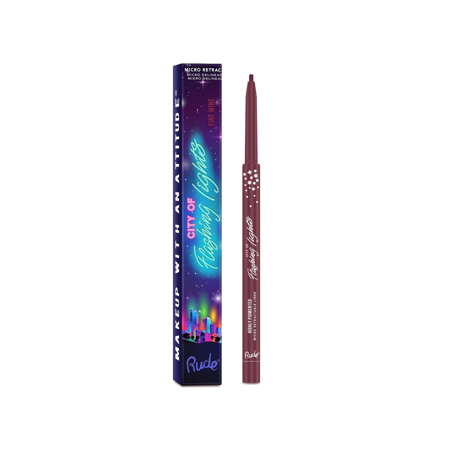 RUDE City of Flashing Lights Micro Retractable Liner - Fine Wine by Avera Group