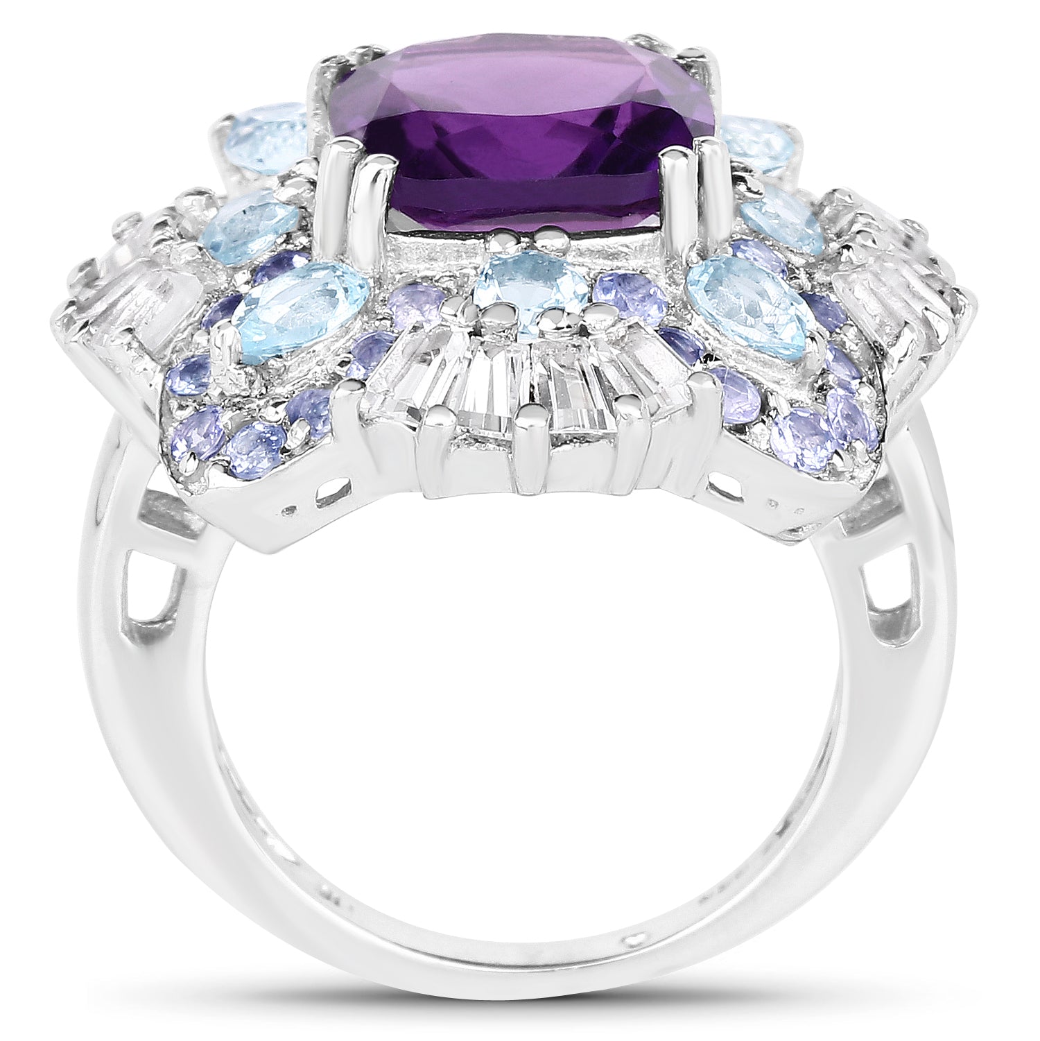 8.38 Carat Genuine Multi Stones .925 Sterling Silver Ring by Bids.com