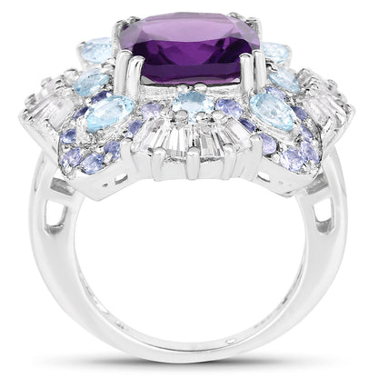 8.38 Carat Genuine Multi Stones .925 Sterling Silver Ring by Bids.com