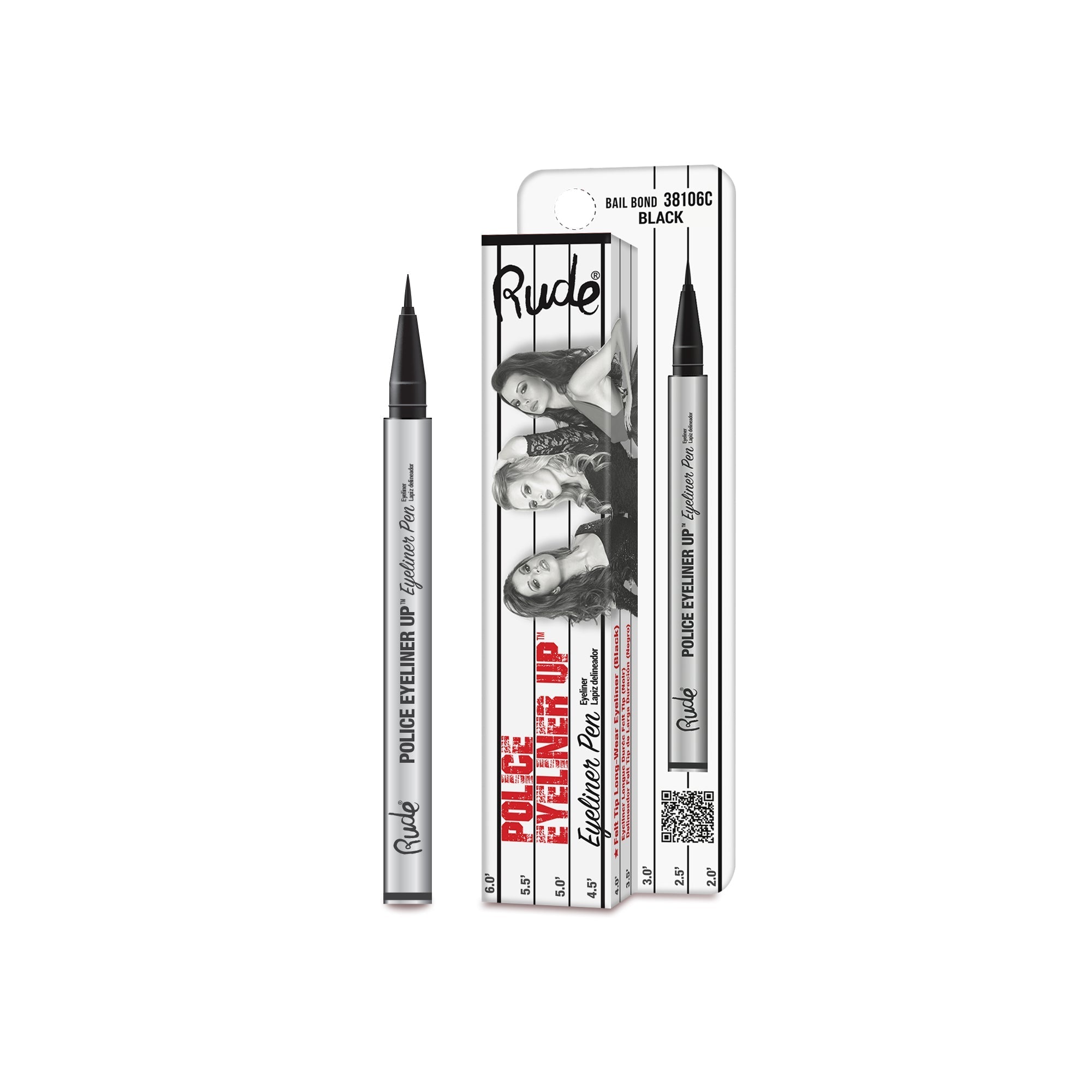 RUDE Police Eyeliner Up Eyeliner Pen - Bail Bond (Black) CARDED - DestGlow