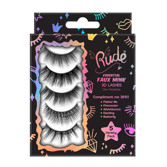 Rude Essential Faux Mink 3D Lashes 5 Multi-Pack - DestGlow