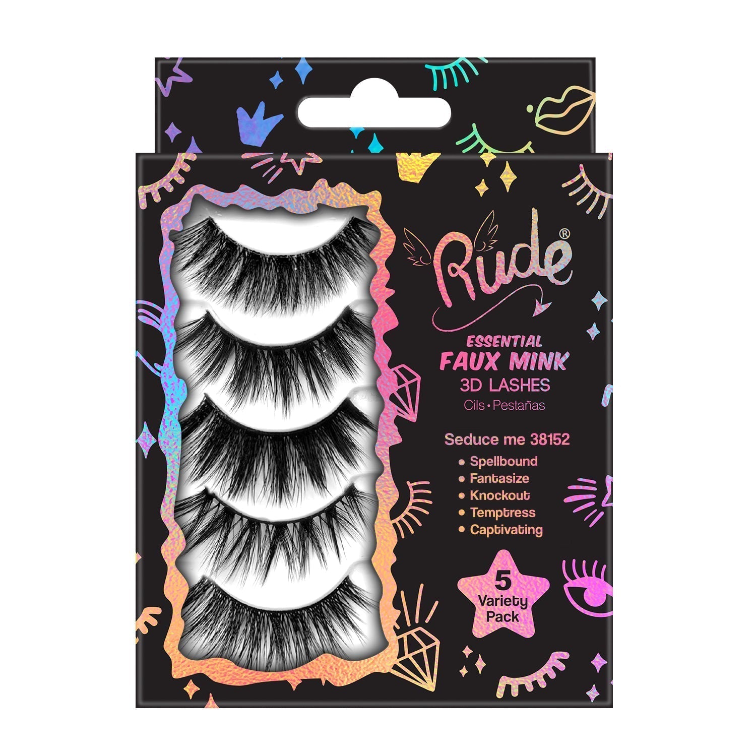 Rude Essential Faux Mink 3D Lashes 5 Multi-Pack 