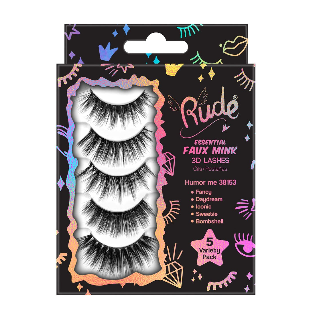 Rude Essential Faux Mink 3D Lashes 5 Multi-Pack - Humor Me - DestGlow