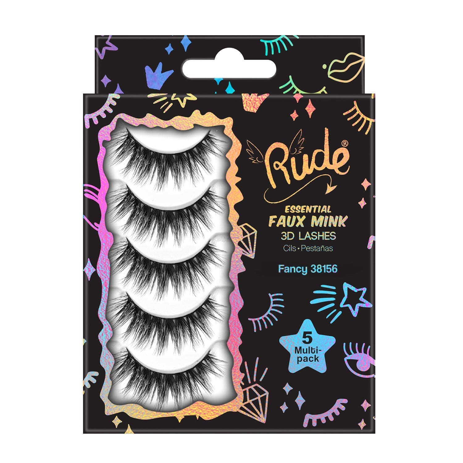 Rude Essential Faux Mink 3D Lashes 5 Multi-Pack - Fancy - DestGlow