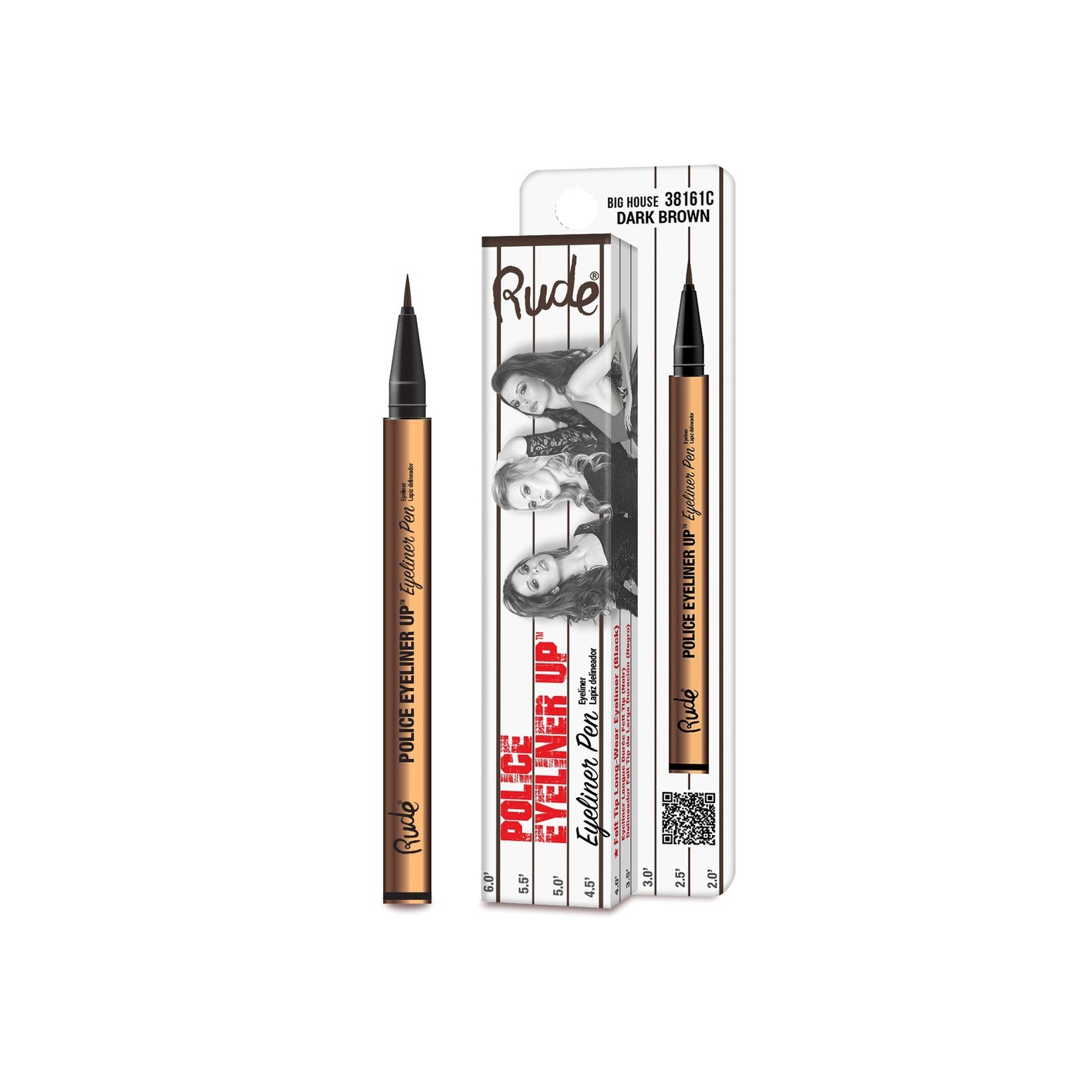 RUDE Police Eyeliner Up Eyeliner Pen - Big House (Dark Brown) CARDED - DestGlow