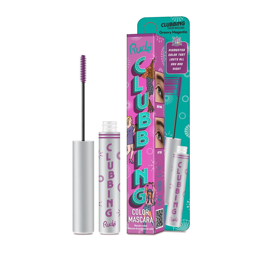 RUDE Clubbing Color Mascara - Groovy Magenta - DestGlow