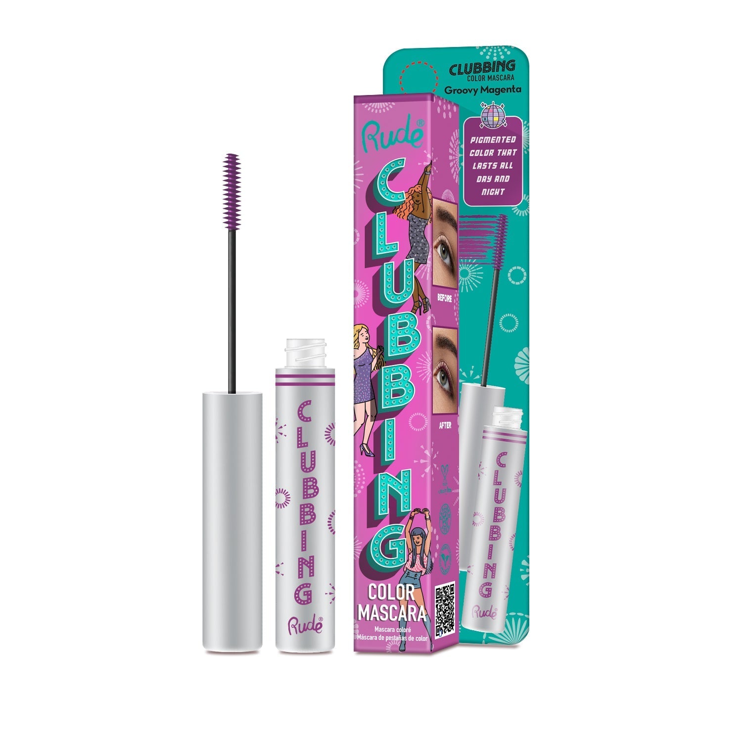 RUDE Clubbing Color Mascara - Groovy Magenta - DestGlow
