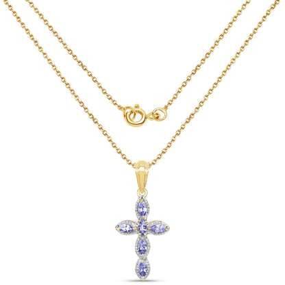 14K Yellow Gold Plated 0.84 Carat Genuine Tanzanite .925 Sterling Silver Pendant by Bids.com