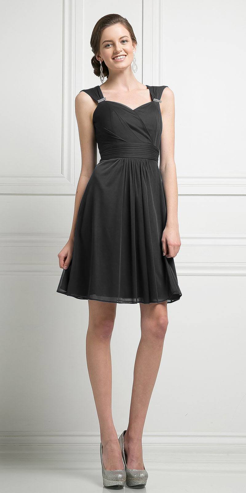 CLEARANCE - Cinderella Divine 3832 Chiffon Sweetheart Neckline Short Dress (Size S) by DiscountDressShop