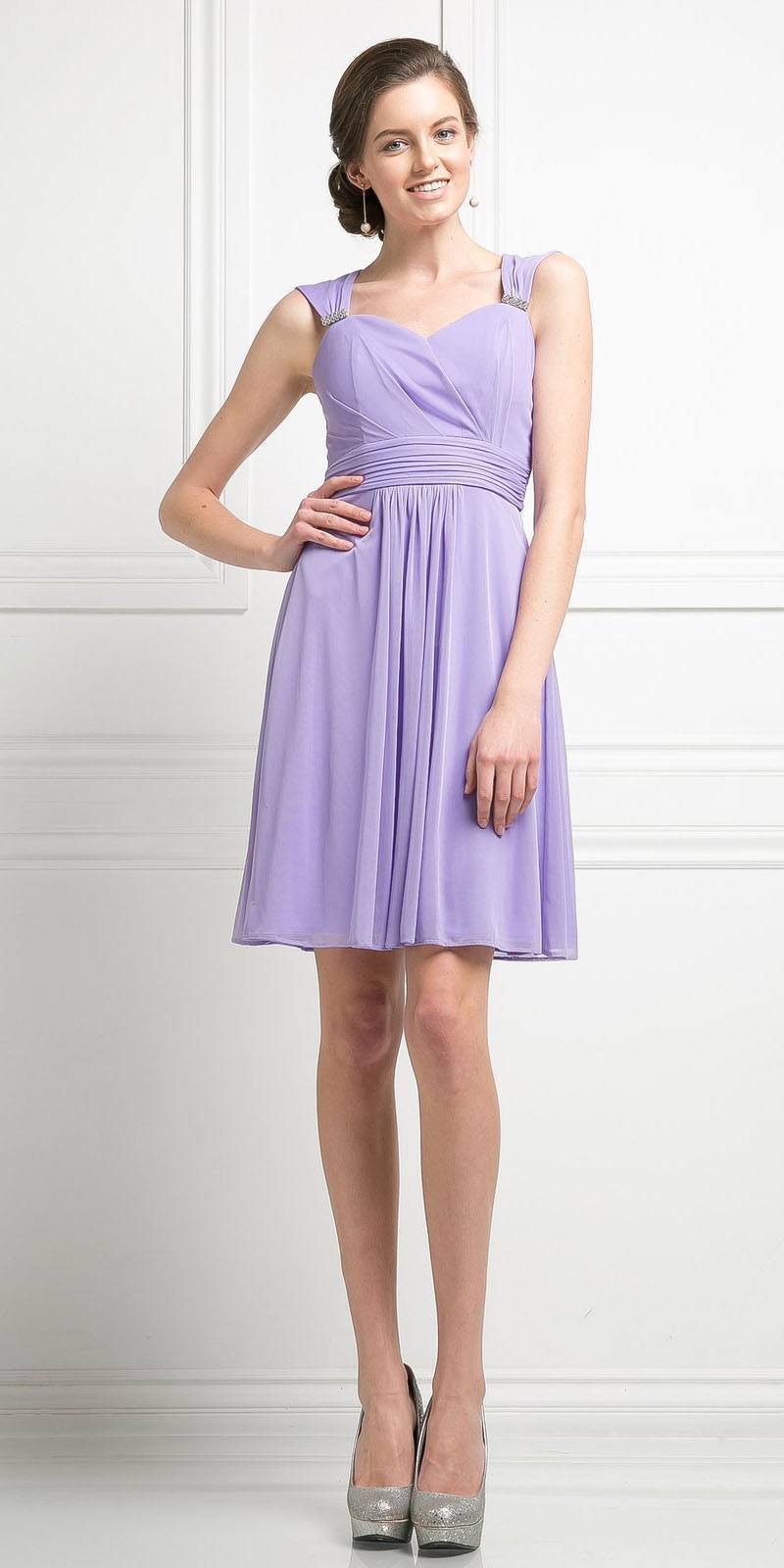 CLEARANCE - Cinderella Divine 3832 Chiffon Sweetheart Neckline Short Dress (Size S) by DiscountDressShop