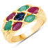 1.63 Carat Genuine Ruby, Blue Sapphire and Emerald .925 Sterling Silver Ring by Bids.com