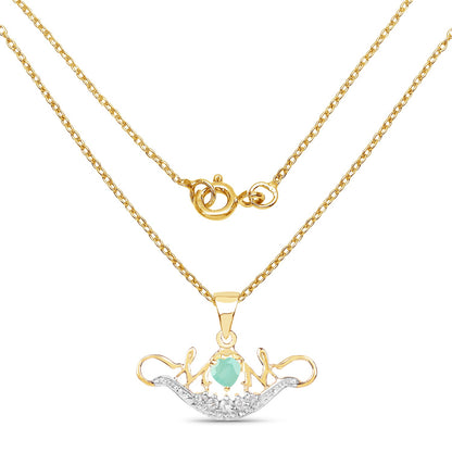 14K Yellow Gold Plated 0.62 Carat Genuine Emerald and White Topaz .925 Sterling Silver Pendant by Bids.com