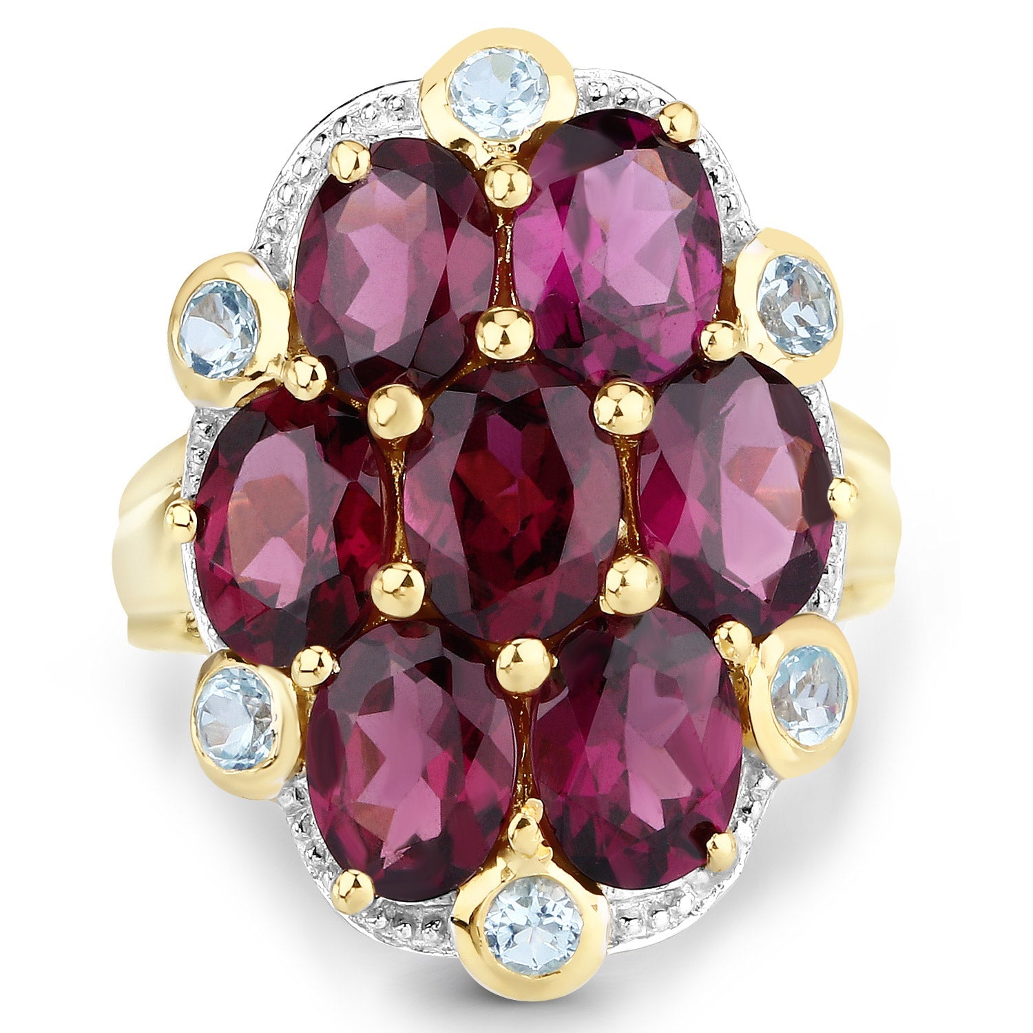 11.22 Carat Genuine Rhodolite and Blue Topaz .925 Sterling Silver Ring by Bids.com