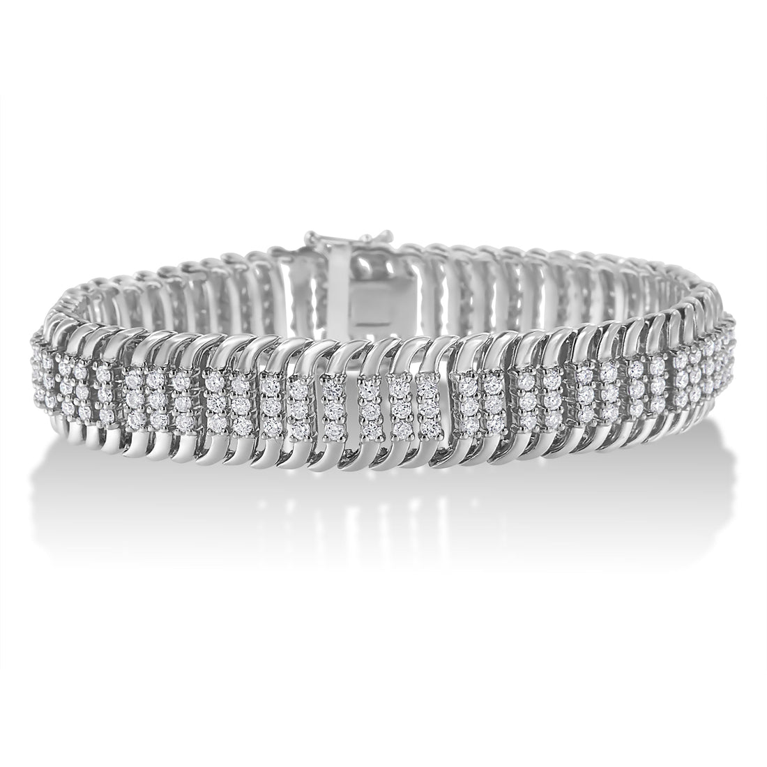 14K White Gold 5.0 Cttw Round Brilliant Cut Diamond 7" S Wave Serpentine Tennis Bracelet (H-I Color, I1-I2 Clarity) by Bids.com