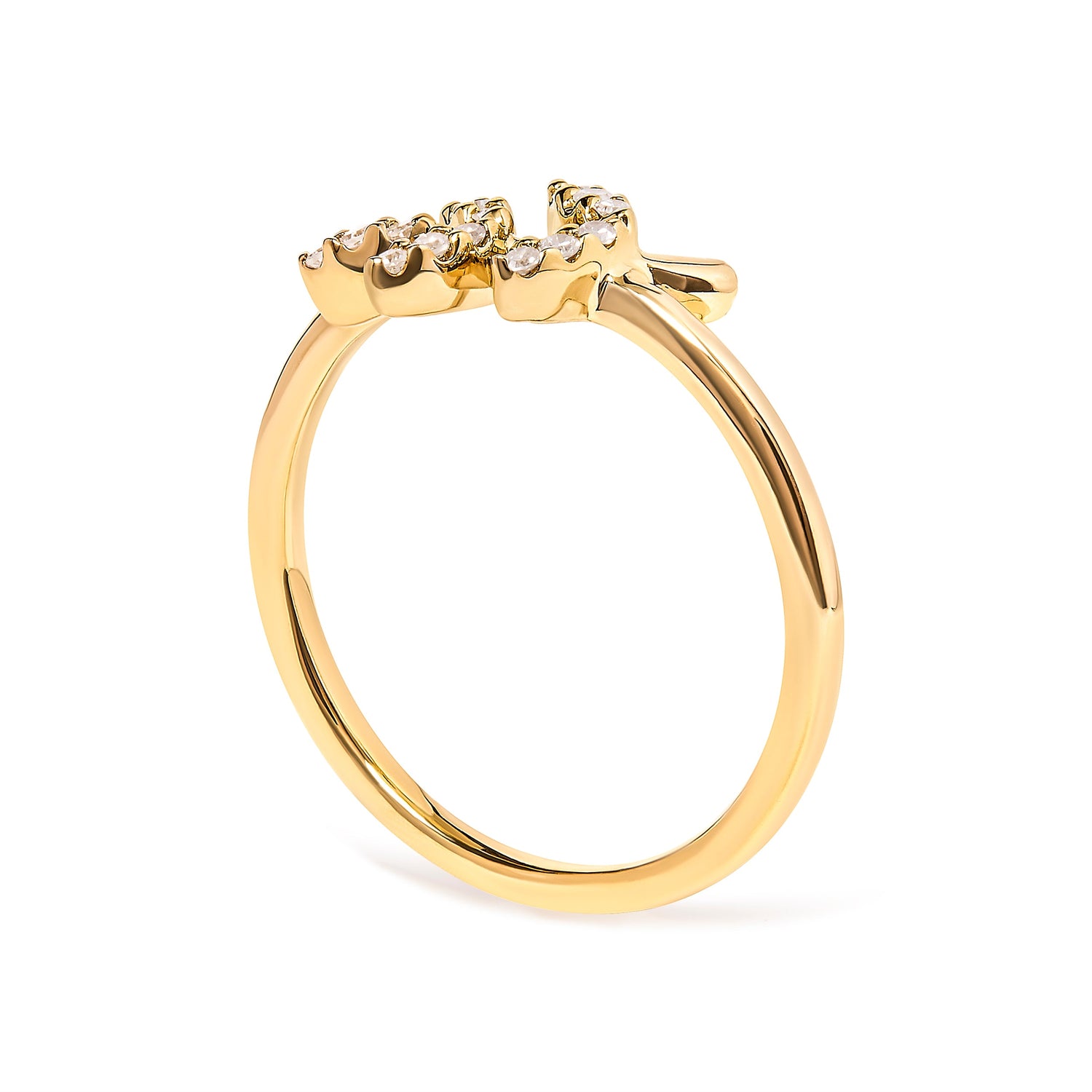 10K Yellow Gold 1/10 Cttw Diamond Leaf and Branch Ring (H-I Color, I1-I2 Clarity) - Ring Size 7 by Bids.com