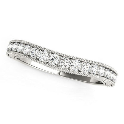 14k White Gold Bead Border Curved Diamond Wedding Ring (1/4 cttw) by Bids.com