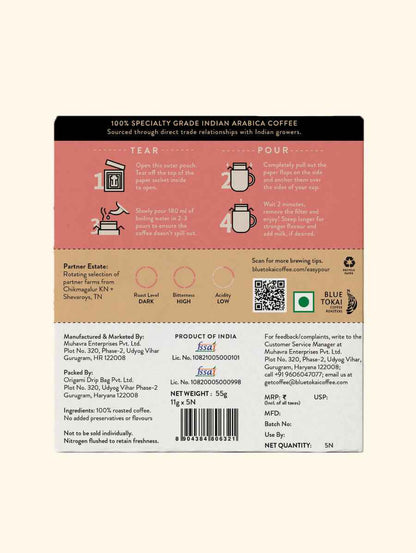 Blue Tokai French Roast Very Dark Roast Easy Pour Sachets